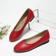 thumbnail image 1 of CucumberDay Comfortable Faux Leather Insole Low Heels Dress Shoes For Ladies,Stylish Comfortable Ballet Flat, Elegant Work Penny shoes ,Cute Round Toe Dress shoes for Ladie （Red,US11.5）, 1 of 2