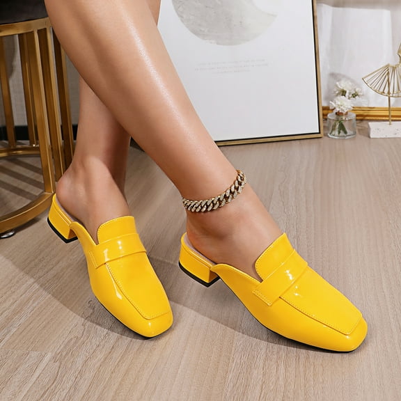 WZX Mules for Women Low Block Heel Closed Round Toe Slip on Backless Mules Shoes Comfortable Casual Classic Shopping Dating Party Slides Loafer Shoes
