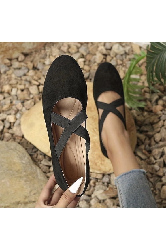 WZX Women's Flats Comfortable Fashion Shoes for Women with Elastic Ankle Straps Dressy Ballerina Style Closed Toe s for Women Casual Flat