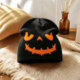 thumbnail image 1 of WZXFASHION Beanie Hats for Women with Pumpkin Face Print Skull Cap Novelty Festive Accessory for Cosplay Party Halloween Costume, 1 of 2