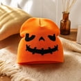 thumbnail image 1 of WZXFASHION Beanie Hats for Women with Pumpkin Face Print Skull Cap Novelty Festive Accessory for Cosplay Party Halloween Costume, 1 of 3