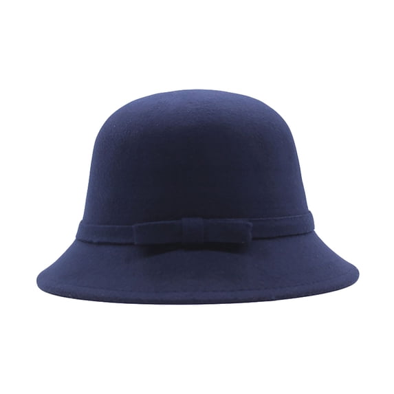 WZXFASHION Bucket Hats for Women Winter Windproof Crushable Bowler Hat with Bow Decorated Vintage Cloche Round Hat UV Protect Hat