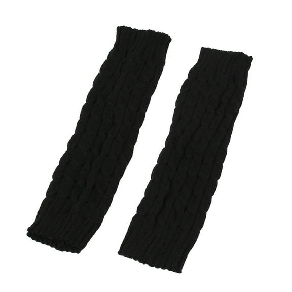 WZXFASHION Cable Knit Leg Warmers, Fleece Lined Thermal Boot Socks, Cozy Foot and Leg Wear for Cold Weather BlackOne Size
