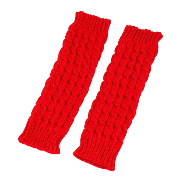 WZXFASHION Cable Knit Leg Warmers, Fleece Lined Thermal Boot Socks, Cozy Foot and Leg Wear for Cold Weather RedOne Size