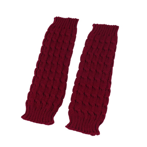WZXFASHION Cable Knit Leg Warmers, Fleece Lined Thermal Boot Socks, Cozy Foot and Leg Wear for Cold Weather WineOne Size