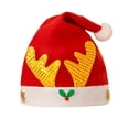 thumbnail image 1 of WZXFASHION Christmas Hats for Women Knit Santa Hat with Glitter Reindeer Antlers and Bow Womens Beanie Hats for Winter Daily Wear, 1 of 1