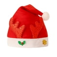 thumbnail image 1 of WZXFASHION Christmas Hats for Women Knit Santa Hat with Glitter Reindeer Antlers and Bow Womens Beanie Hats for Winter Daily Wear, 1 of 1