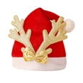 thumbnail image 1 of WZXFASHION Christmas Hats for Women Knit Santa Hat with Glitter Reindeer Antlers and Bow Womens Beanie Hats for Winter Daily Wear, 1 of 1