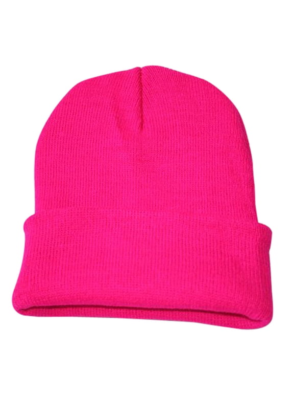 WZXFASHION Christmas Hats for Women Solid Color Cuffed Beanie Knit Hats Classic Plain Winter Skull Cap for Outdoor Daily Wear