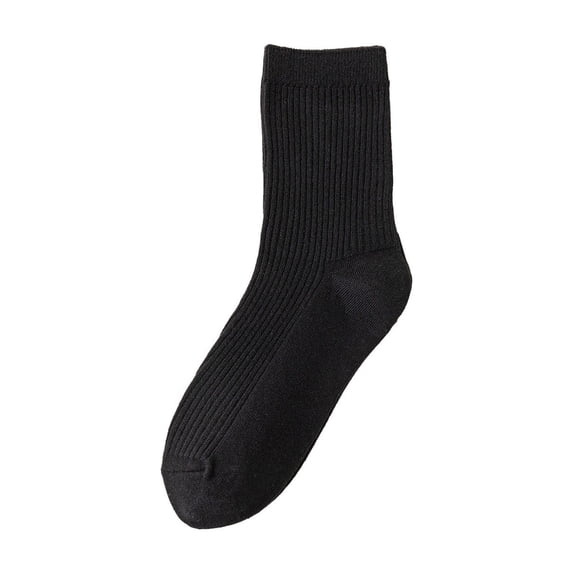 WZXFASHION Double Needle Knit Crew Socks, Unisex Everyday Basic Socks, Durable Cotton Blend Ankle Socks BlackOne Size