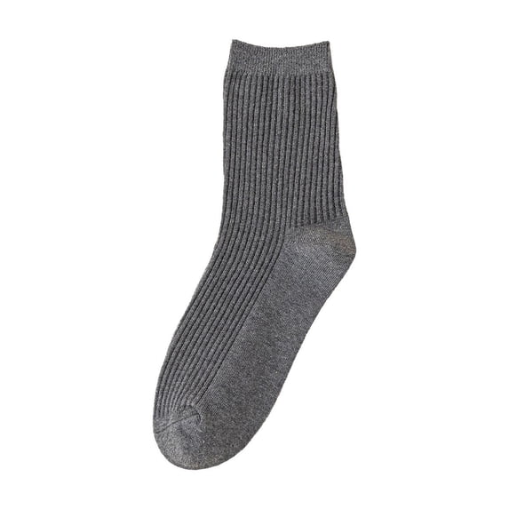 WZXFASHION Double Needle Knit Crew Socks, Unisex Everyday Basic Socks, Durable Cotton Blend Ankle Socks Dark GrayOne Size