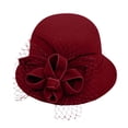 thumbnail image 1 of WZXFASHION Fedora Hat for Women Retro Round Brimmed Fisherman Hat Elegant Net Fabric Bucket Hat with Flower Decorated, 1 of 2