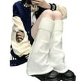 thumbnail image 1 of WZXFASHION Flared Knit Leg Warmers, Wide Bell Bottom Sock Sleeves, Stackable Bohemian Style Ankle Cuffs WhiteOne Size, 1 of 4