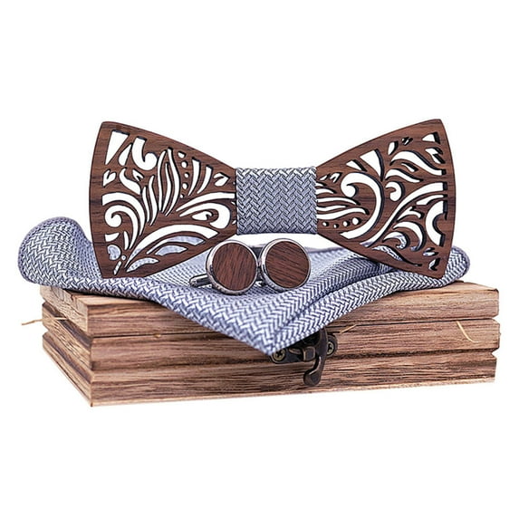 WZXFASHION Handcrafted Wooden Bow Tie Unique Wood Bowtie for Men Custom Fashion Wedding Accessory One Size 90g