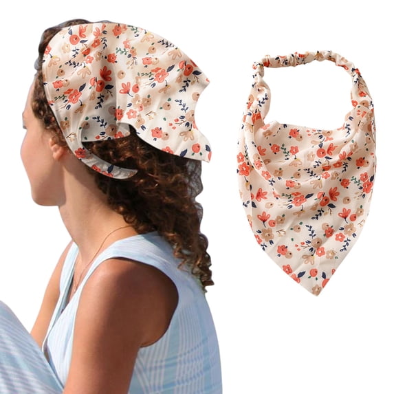 WZXFASHION Head Wraps for Women Floral Print Soft Slouchy Style Hair Bandanas with Ties For Summer Beach Vacation A