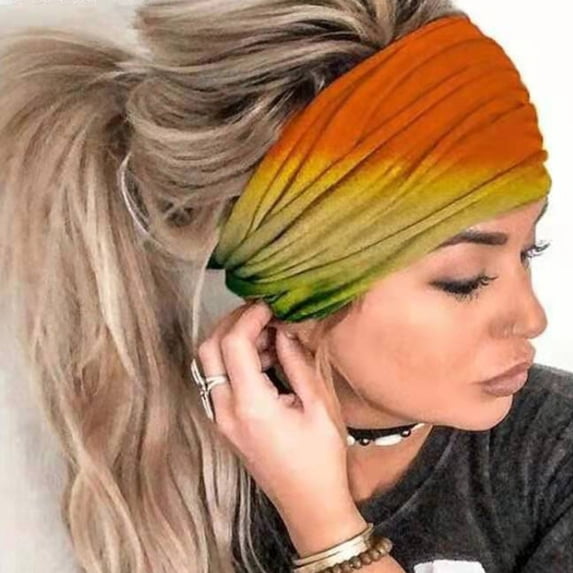 WZXFASHION Headbands for Women Printed Pattern Extra Wide Non-Slip Turban Headband Hair Accessories for Workouts Sport Yoga Yellow2
