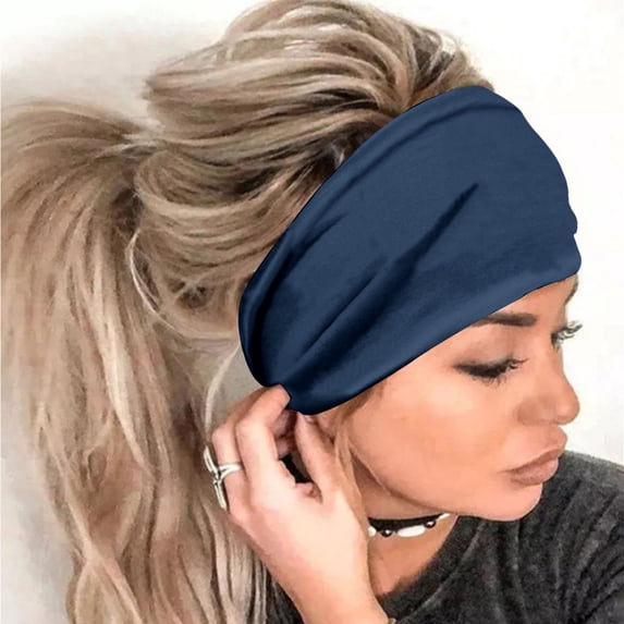 WZXFASHION Headbands for Women Solid Color ElasticExtra WideTurban Headband Head Wraps for Sport Yoga F