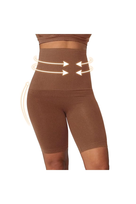 High Waisted Shaping Shorts Tummy Control Thigh Slimmer Body Shaper Panties Coffee M-L