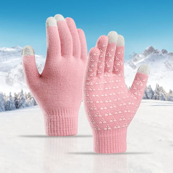 WZXFASHION Knitted Winter Gloves for Women Upgraded Touch-Screen Textured with Elastic Ribbed Cuffs for Outdoor Cold Weather