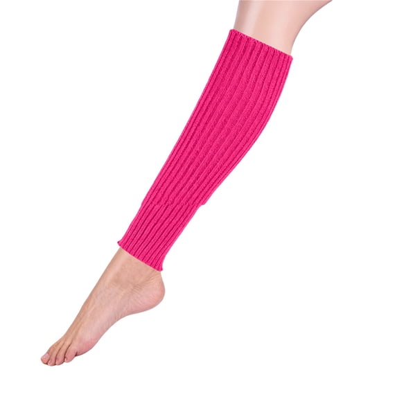WZXFASHION Neon Bright Knit Leg Warmers, Chunky Yarn Boot Socks, Stackable Foot and Ankle Sleeves for a Pop of Color PinkOne Size