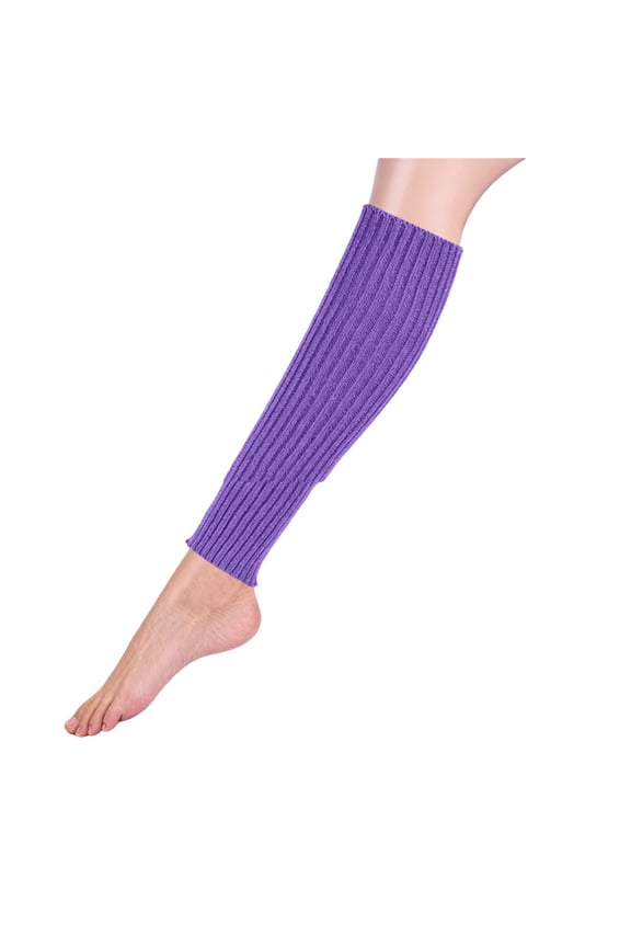 Neon Bright Knit Leg Warmers, Chunky Yarn Boot Socks, Stackable Foot and Ankle Sleeves for a Pop of Color PurpleOne Size
