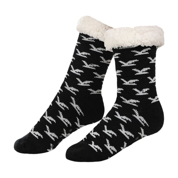 WZXFASHION Non-Slip Gripper Slipper Socks, Anti-Skid Floor Socks with Rubber Dots, Cozy Indoor Footwear for Home BlackOne Size