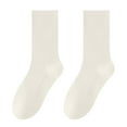 thumbnail image 1 of WZXFASHION Seamless Toe Cotton Mid Calf Socks, All Season Basic Stackable Socks, Comfortable Slouchy Crew Socks BeigeOne Size, 1 of 1