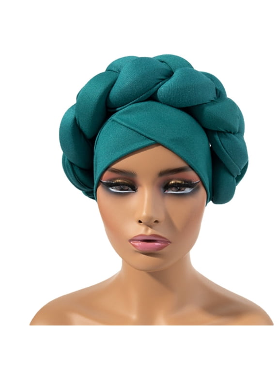 Turban Head Wraps for Women with Raised Big Textile Braid Trim Adorn Front Section Chemo Turban Head Scarf for Sleep Indoor Relax