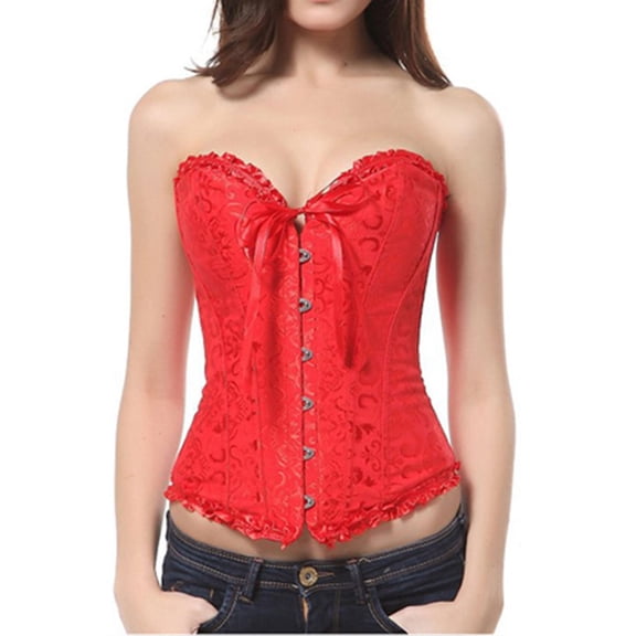WZXFASHION Women‘s Formal Corset Bustier Tummy Control Bridal Shapewear Red S