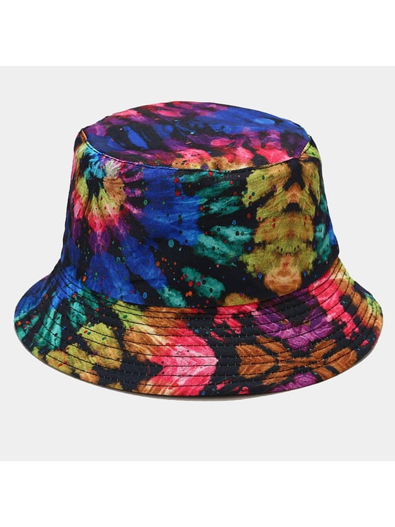 Bucket Hats for Women with Tie Dye Printing UV Protection Fishermen Hats for Fishing Camping Outdoor