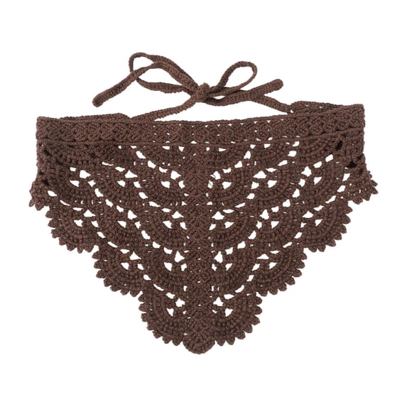 WZXFASHION Womens Head Wraps Crochet Knit Soft Slouchy Style Hair Bandanas with Ties for Vacation Photograph Outdoors Brown