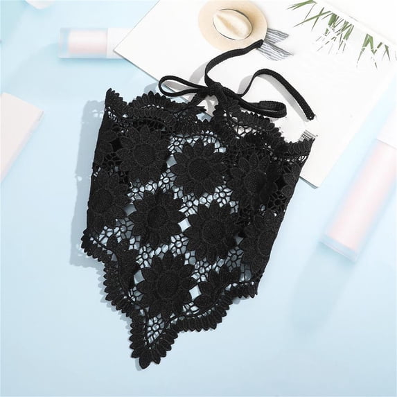 WZXFASHION Womens Head Wraps Soft Slouchy Style Crochet Knit Hair Bandanas with Ties for Vacation Photograph Outdoors Black