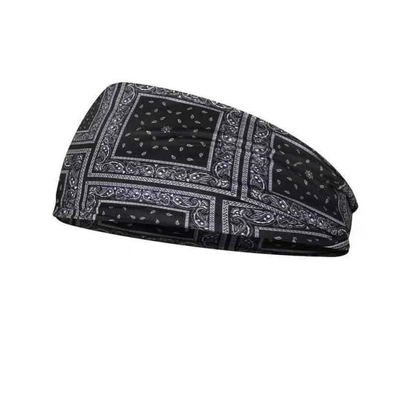 WZXFASHION Womens Headbands Printed Pattern Wide Non-Slip Minimalist Style Moisture Wicking Headbands for Workouts Sport Yoga Black
