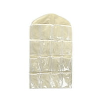 WZXPWT 16-Pocket Door Hanging Organizer, Clear Polyester Closet Storage Bag - Space-Saving Underwear & Shoe Rack Hanger for Bras/Socks with Transparent Pockets & Wall/Closet Mount Design(Beige)