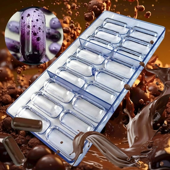WZXPWT 18-Link Chocolate Mould, Oval Plastic Mold, DIY Jelly Maker, Baking Tool for Puddings and Treats