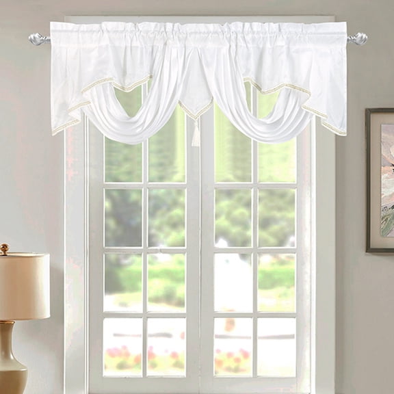 WZXPWT 1PC Classic Polyester Solid Color Curtains, 55x17in Easy-Install Through Rod Design for Bedroom/Living Room/Kitchen with Wrinkle-Resistant & Lightweight Fabric(White)