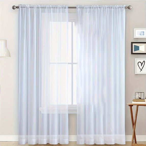 WZXPWT 1x Solid Color Curtains, Translucent Sheer Drapes, Semi-Transparent Window Treatments, Polyester Fabric Curtains