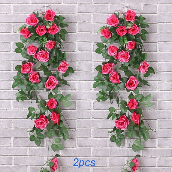 WZXPWT 2 Pack Fake Rose Garland, Artificial Floral Garland for Wedding Decoration, Decorative Flower String for Home and Party, Hanging Rose Decor for Indoor and Outdoor Use