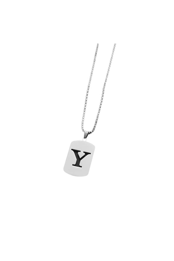 26 Letters Hollow Necklace, Titanium Steel Alphabet Pendant, Stainless Steel Chain Accessory, Customizable Initial Jewelry for Men & Women