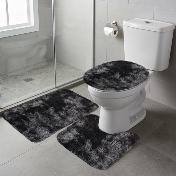 WZXPWT 3-Piece Bath Mat Set, Cozy Velvet Fleece Bathroom Rugs, Plush Soft Water Absorbent Shower Mats, Non-Slip Thick Toilet Mats