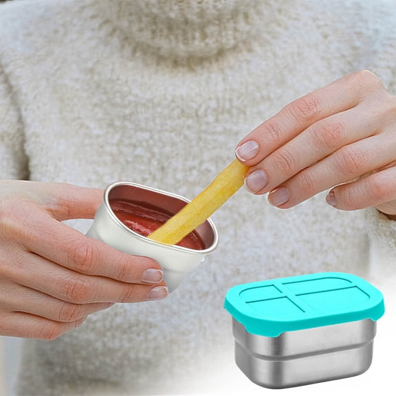 WZXPWT 304 Stainless Steel Dipping Dish, Fresh-Keeping Condiment Tray, Multipurpose Sauce Server with Airtight Seal, Stylish Bento Box Accessory (230ml)