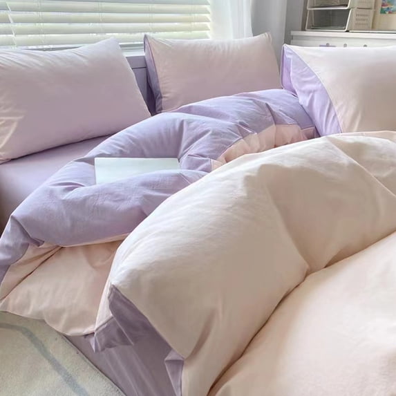 WZXPWT 4-Piece Bedding Set, Soft and Comfortable Bed Linen for Student Dormitories, Stylish Quilt Cover and Sheet Set with Pillowcases, Fresh Color Decor for Modern Interiors