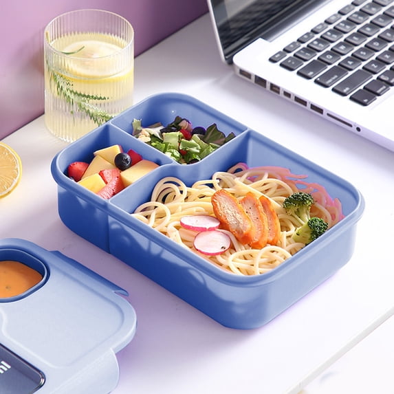 WZXPWT 49 Oz Bento Lunch Box, Reusable BPA-Free Leak-Resistant Meal Prep Container with 3 or 4 Compartments, Dishwasher/Microwave Safe(Blue)