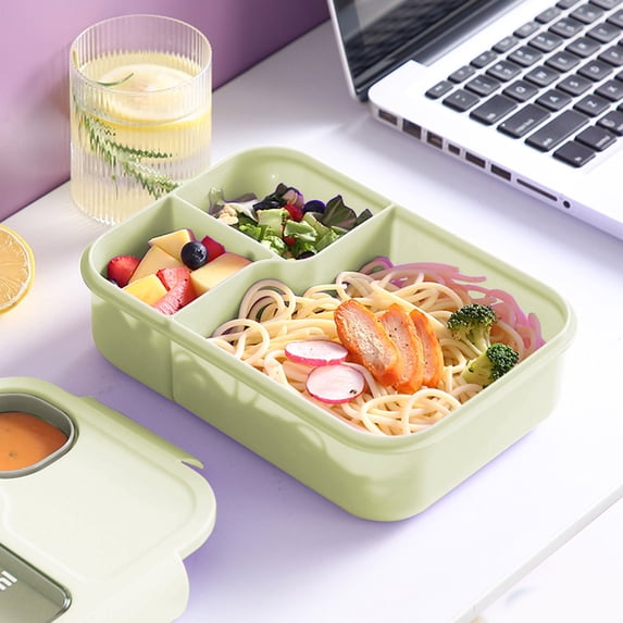 WZXPWT 49 Oz Bento Lunch Box, Reusable BPA-Free Leak-Resistant Meal Prep Container with 3 or 4 Compartments, Dishwasher/Microwave Safe(Green)