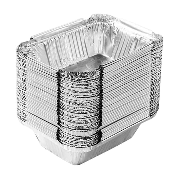 WZXPWT 50pcs Aluminum Baking Pans, Disposable Foil Baking Trays, Heavy-Duty Rectangular Bakeware, Eco-Friendly Cooking Containers for Cakes, Bread, and More