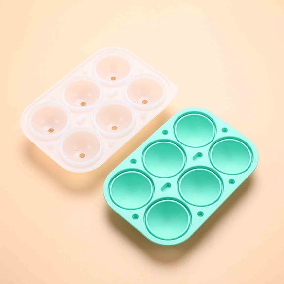 WZXPWT 6-Hole Round Ice Ball Maker, Food Grade Silicone Ice Block Mold, Easy Release and Clean Ice Cube Tray for Freezer, Compact Design Ice Mould for Quick Freezing Drinks