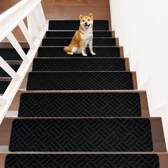 WZXPWT 8x30in Stair Mats, Non-Slip Carpet Treads, Slip-Resistive Indoor Runner for Kids, Elders & Pets, Reusable Adhesive Rug, Easy Clean