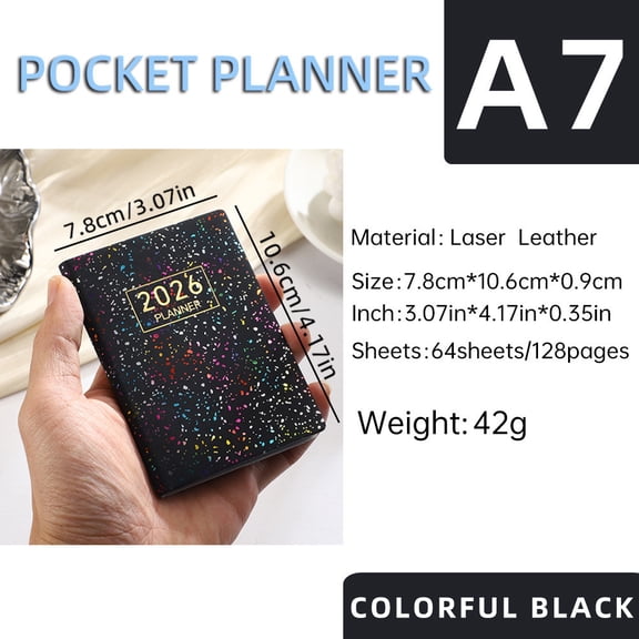 WZXPWT A7 Mini Notebook Organizer, Daily Planner Notebook, Travel Diary with Calendar, Portable Memo Book (106x78MM)