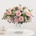 thumbnail image 1 of WZXPWT Artificial Flower Bouquet, Silk Flower Arrangement with Peonies and Roses, Decorative Floral Bunch for Home and Wedding, Multi-Purpose Faux Flower Decoration, 1 of 7
