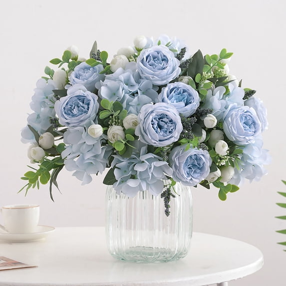 WZXPWT Artificial Flower Bouquet, Silk Flower Arrangement with Peonies and Roses, Decorative Floral Bunch for Home and Wedding, Multi-Purpose Faux Flower Decoration